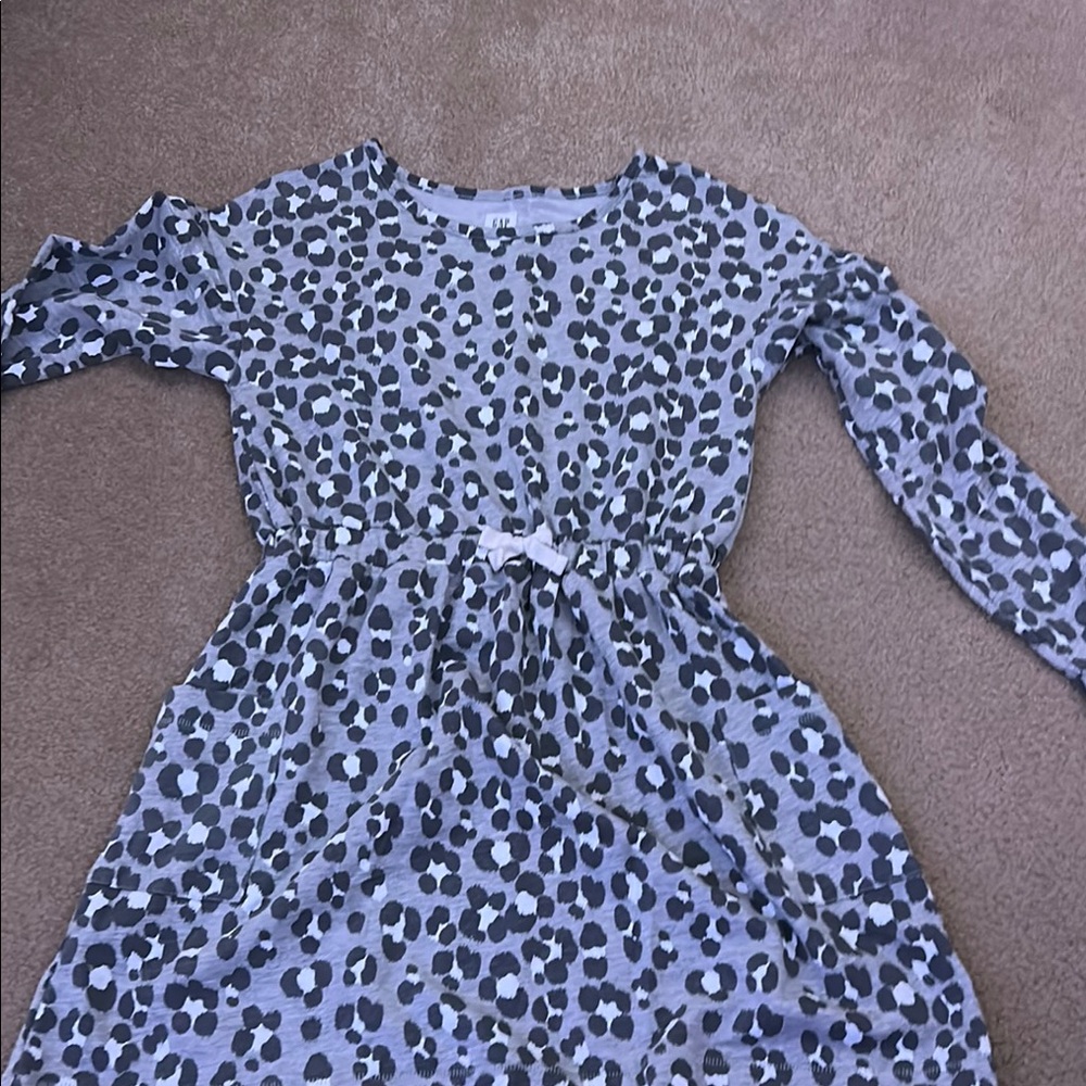 Stylish Gray Leopard Print Kids Dress